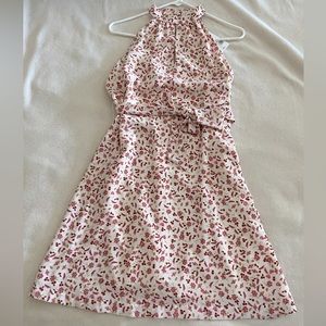 Cute Cream with Pink Flowers Flowy Dress size XS